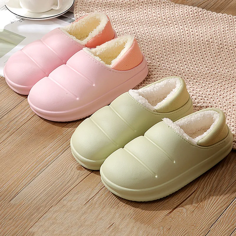 

Winter Men Women Fur Slippers Waterproof Warm Plush Slides Indoor Home Shoes Men Sandals Soft Couple Slippers Zapatos Hombre