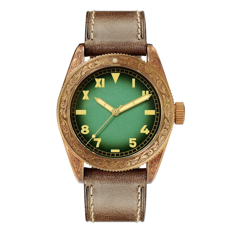 

Tin bronze diving watch copper watch mechanical watch male arabesque carving