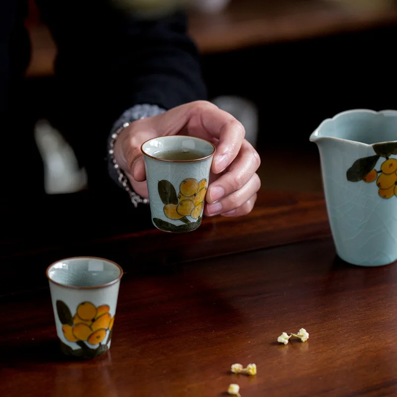 Чайная чашка с ручной росписью Loquat Fair керамический чайный диспенсер для льда и