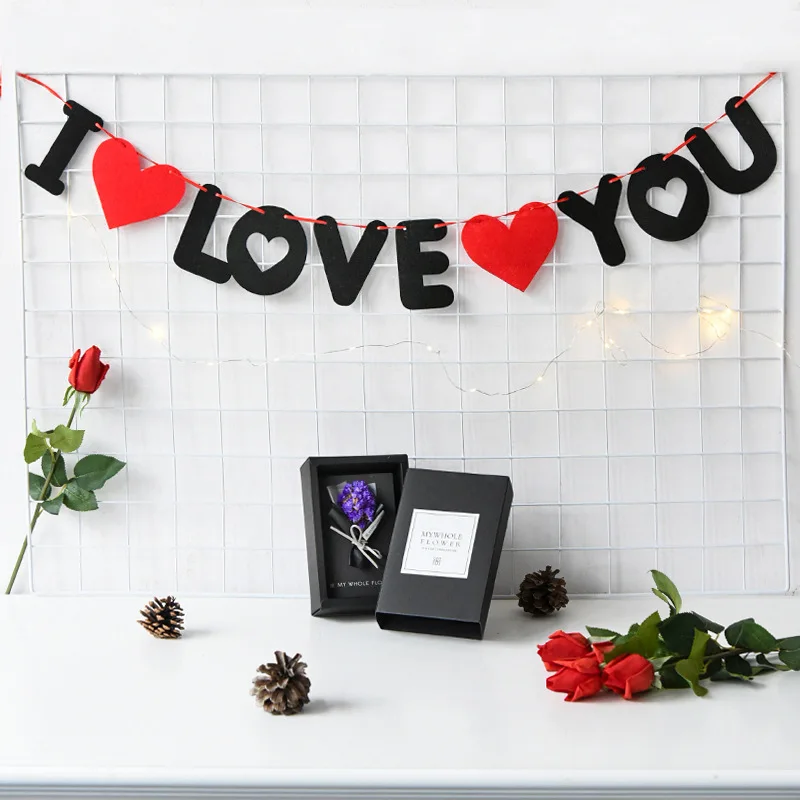 

1Set Red Heart Letters I Love You Banner Valentine Day Decoration Confess Wedding Party Anniversary Hanging Flags Decor Supplies