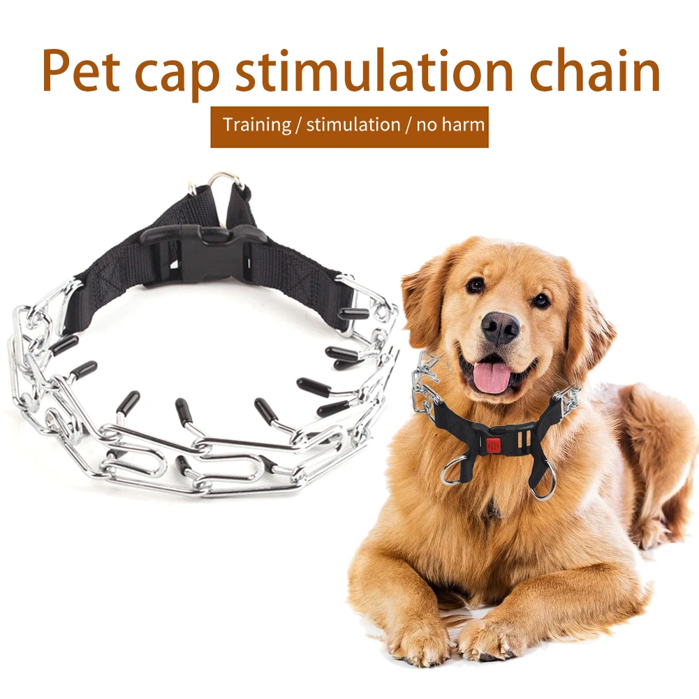 

Harness Chain Pinch Training Puppy Dog Prong Collar Pet Choker Practical Iron With Snap Buckle Quick Release Adjustable Size