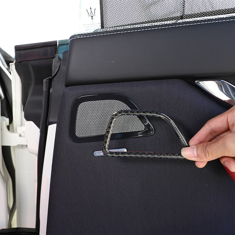 

For Maserati Ghibli III (M157) Quattroporte VI V 2013-22 Car Rear speaker decorative frame sticker soft carbon fiber Accessories