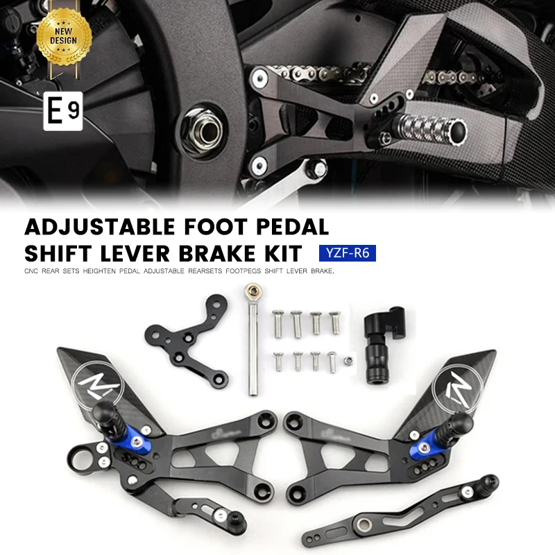 

MTGEETHA For YAMAHA YZFR6 YZF-R6 YZF R6 2017-2021 Rear Sets Heighten Pedal Adjustable Rearsets FootPegs Shift Lever Brake Kit