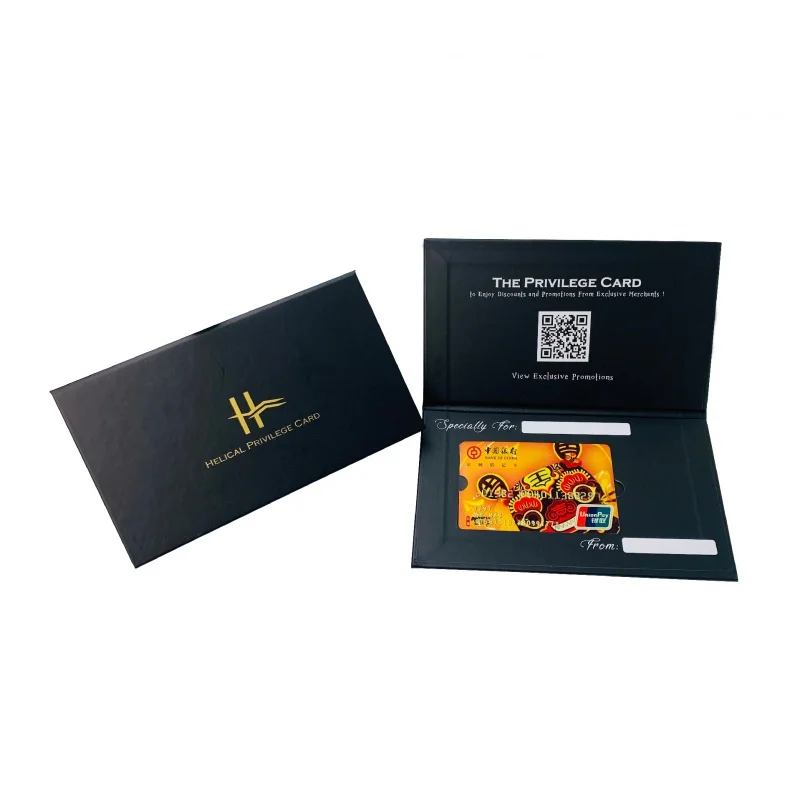 

Luxury black bank credit gift cards package membership card gift box with gold foil logo