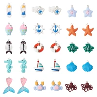 30pcsbox cute resin pendants romantic summer ocean theme pendant mix color for female diy bracelet necklace earring decor