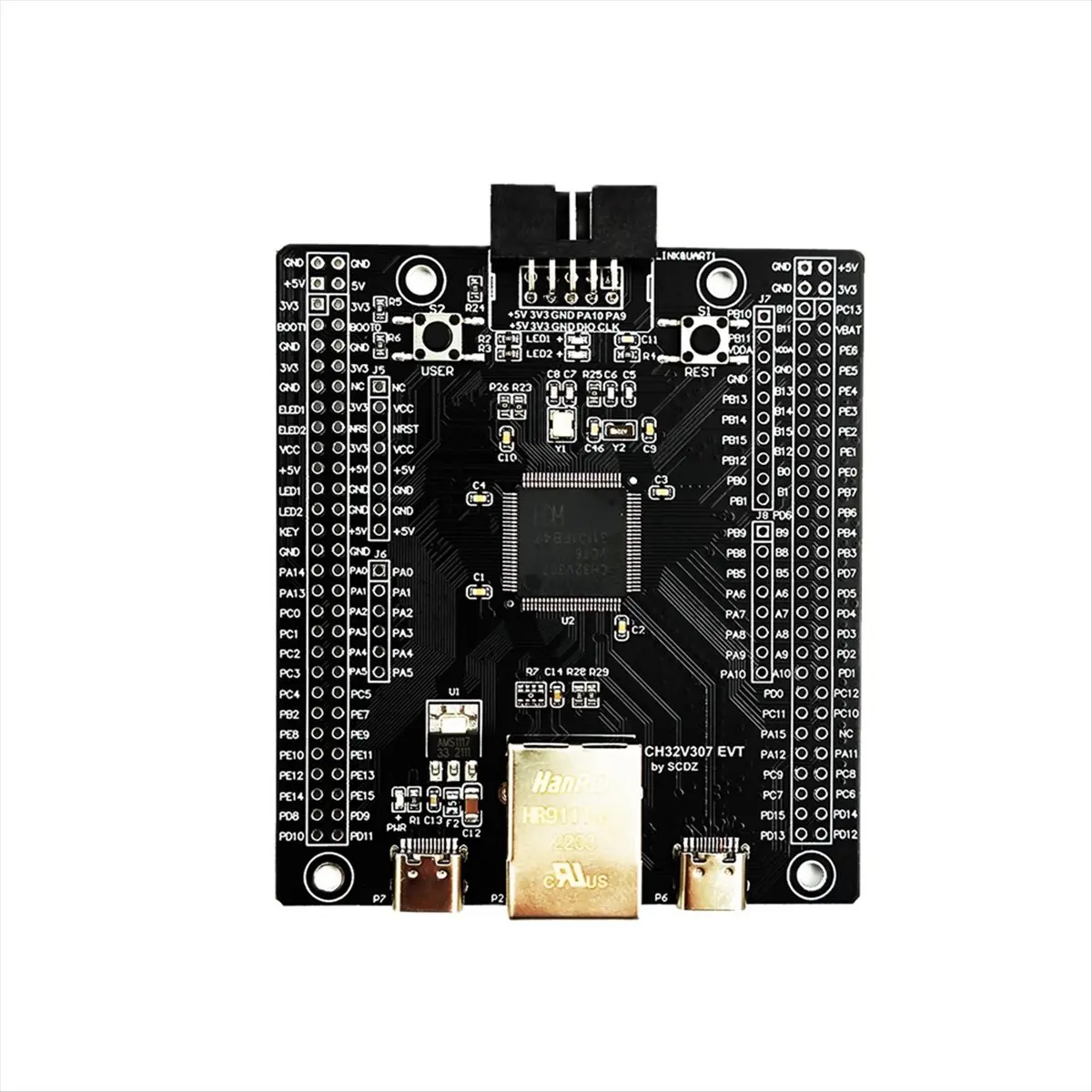 Фото (A02R) Отладочная плата CH32V307 с микроконтроллером RISC-V и встроенным WCH-Link CH32V307VCT6 CH32V307V-EVT-R1 WCH №2