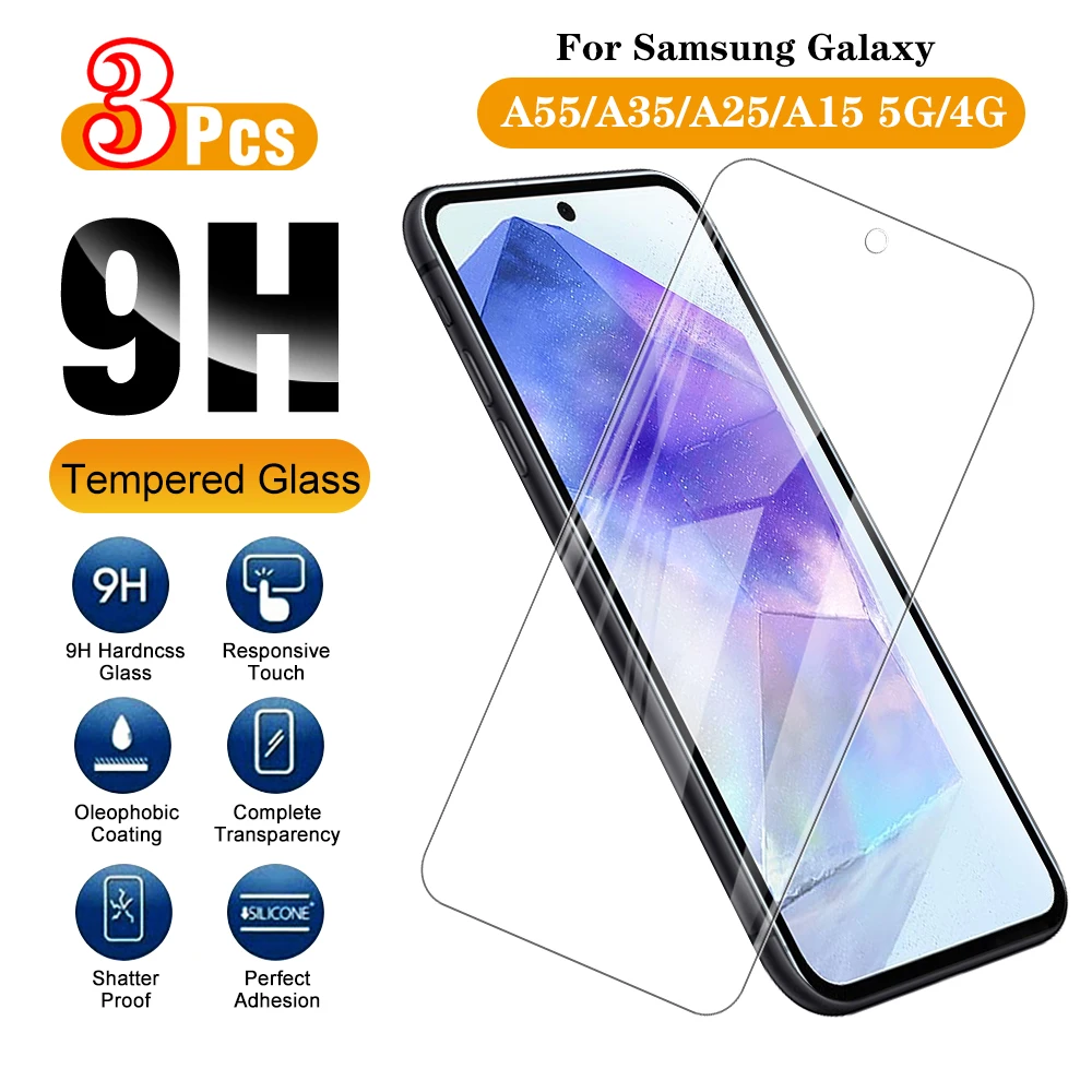 3 шт. Защитная пленка для экрана Samsung Galaxy A55 Защитное стекло Закаленная A15 A25 A35 a55 5G