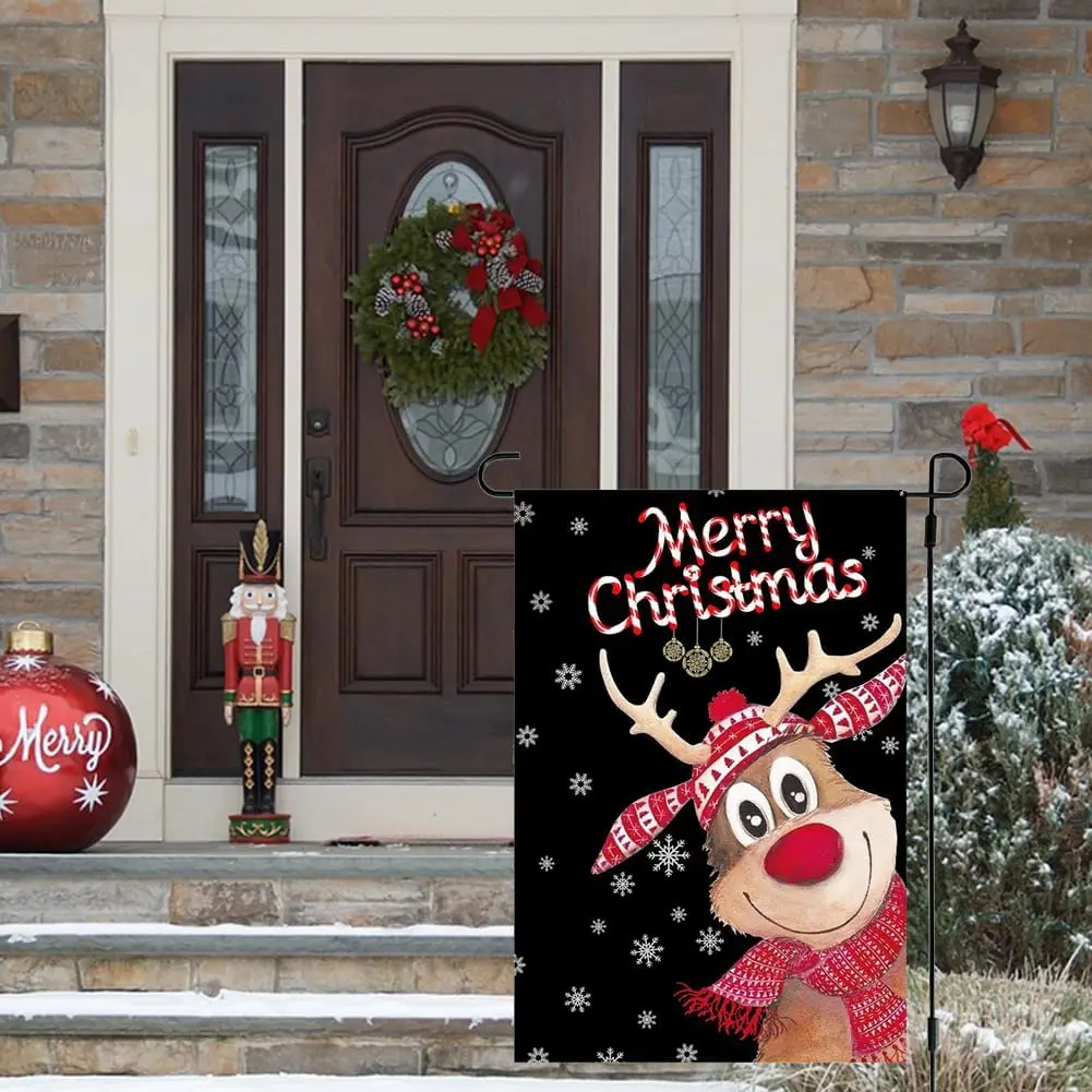 RABUSOFA Рождественский садовый флаг с оленями 12x18 дюймов двухсторонний для улицы