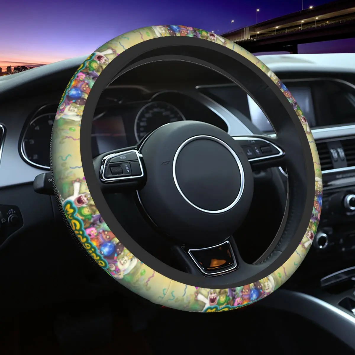 

My Singing Monsters Car Steering Wheel Cover Kawaii Cartoon Steering Wheel Protective Cover Suitable Car-styling Car Accessories