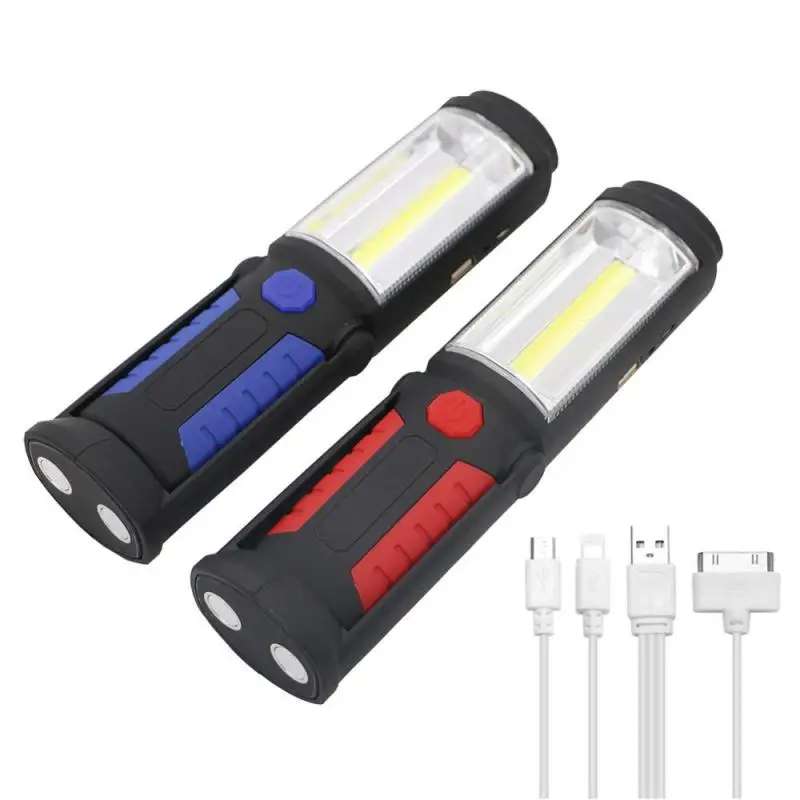 High Quality Portable Usb Rechargeable Night Light Flashlight Led Flashlight Work Light Camping Emergency Light Built-In Battery