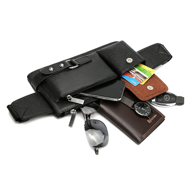 New Men Waist Packs Fanny Bum Bags Phone Multifunction Man PU Leather Travel Belt Bag Chest Bag Fashion Crossbody Shoulder Bag