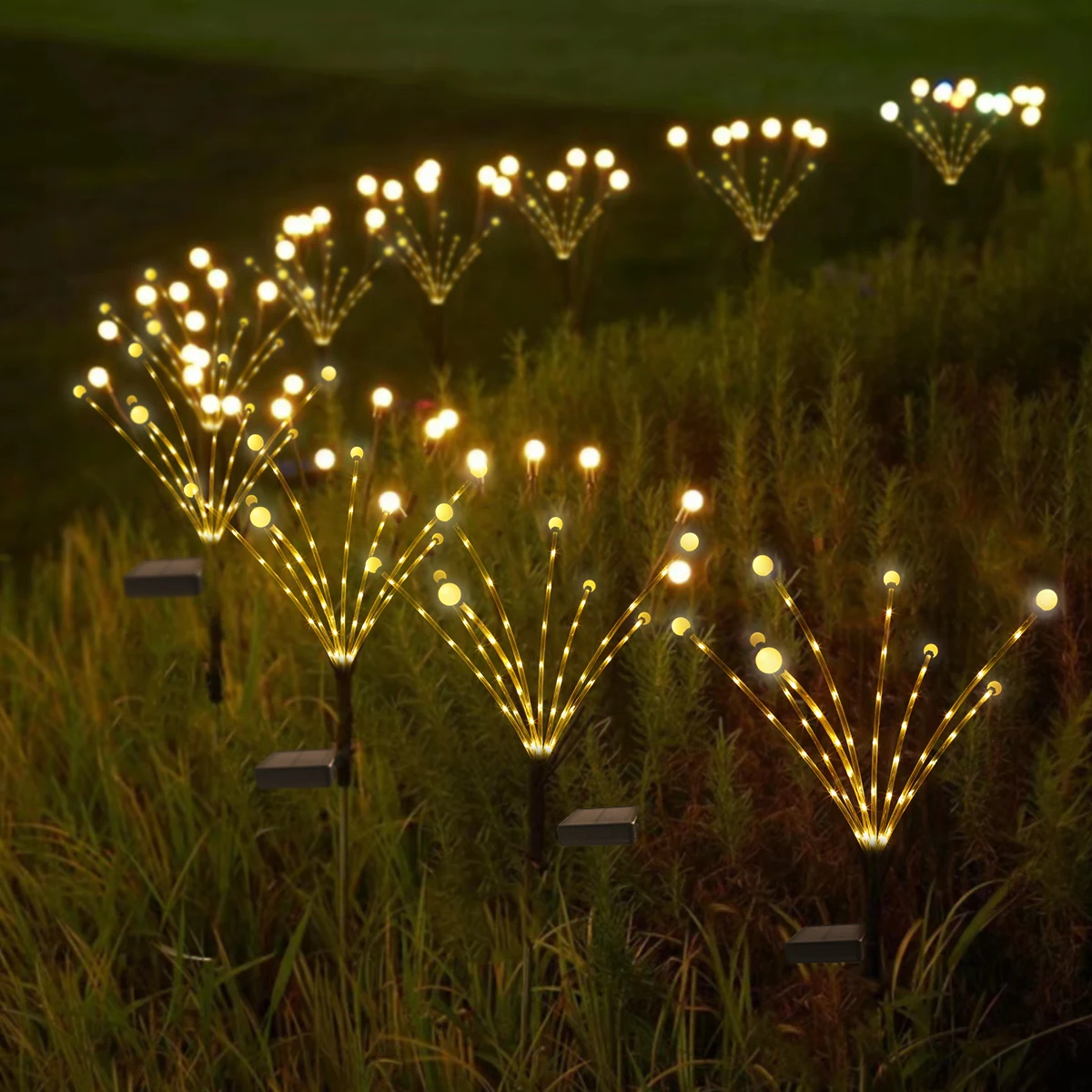 

2 Pack Solar Firefly Lights 8LED Starburst Swaying Solar Light IP55 Waterproof Solar Garden Stakes Lights Outdoor Decorative