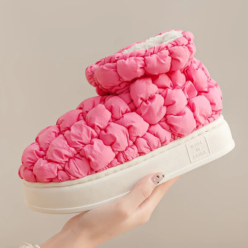 

Мужские водонепроницаемые плюшевые теплые домашние тапочки, Нескользящие Хлопковые женские тапочки, домашние ботинки, зимняя хлопковая об...