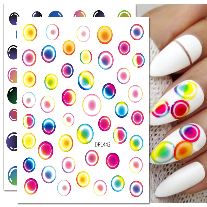

3D градиентные наклейки для ногтей, красочные геометрические воздушные шары, сердце, круг, наклейки для ногтей, дизайн ногтей, украшения для ...
