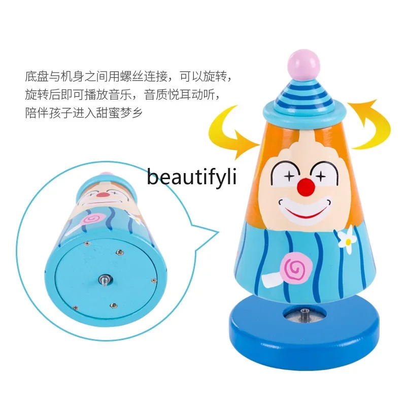 Деревянная музыкальная шкатулка вращающаяся детская игрушка с изображением