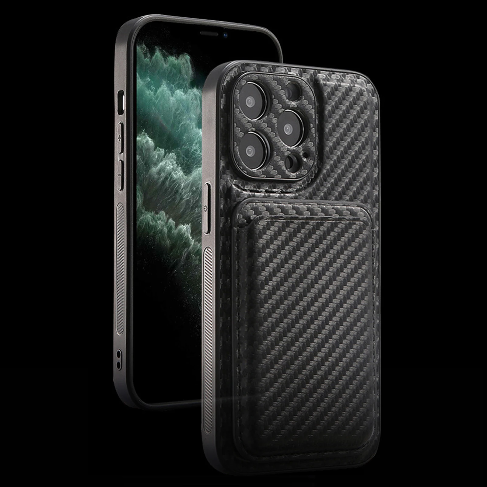Чехол из углеродного волокна для Magsafe для iPhone 14 Pro Max Plus, магнитный чехол для телефона с отделениями для карт, ударопрочный чехол для телефона