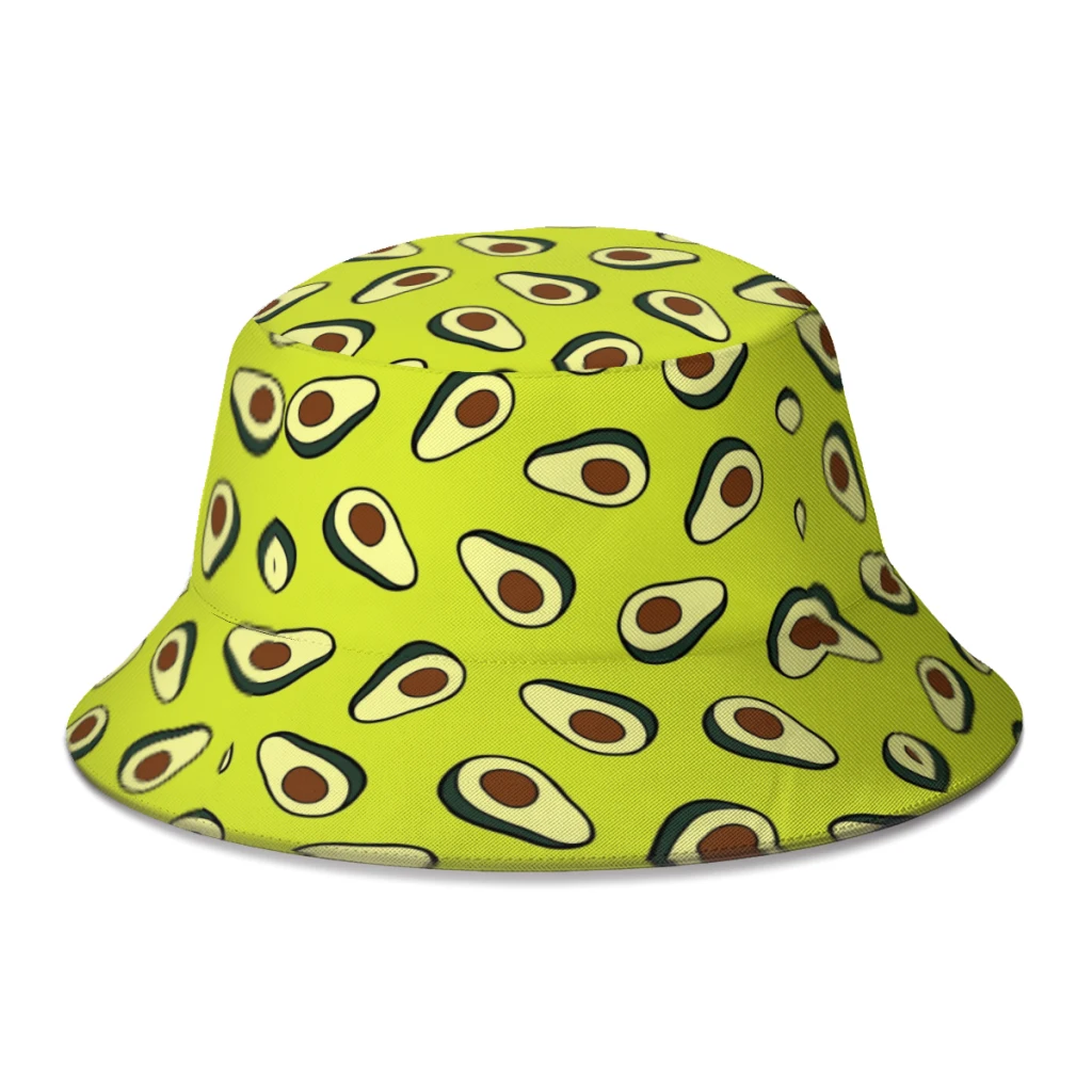 

2022 New Summer Avocado Vegetarian Bucket Hat for Unisex Outdoor Travel Foldable Bob Fishing Fisherman Hat Sun Hat