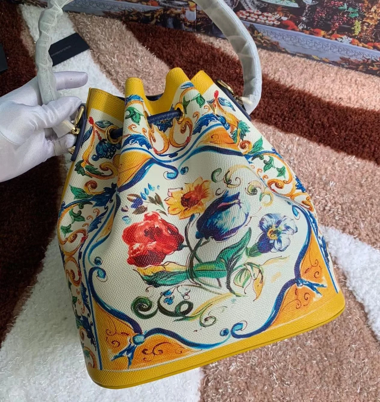 Classic, fashionable, and casual colored pattern women's top handle handbag, designer brand women's leather crossbody bag