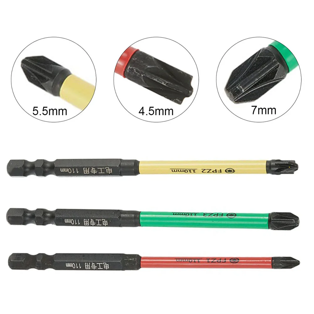 

3PCS 110mm Magnetic Screwdriver Bits For Socket Special Slotted Cross Screwdriver Bits Electrician FPZ1-3 Impact Batch Head