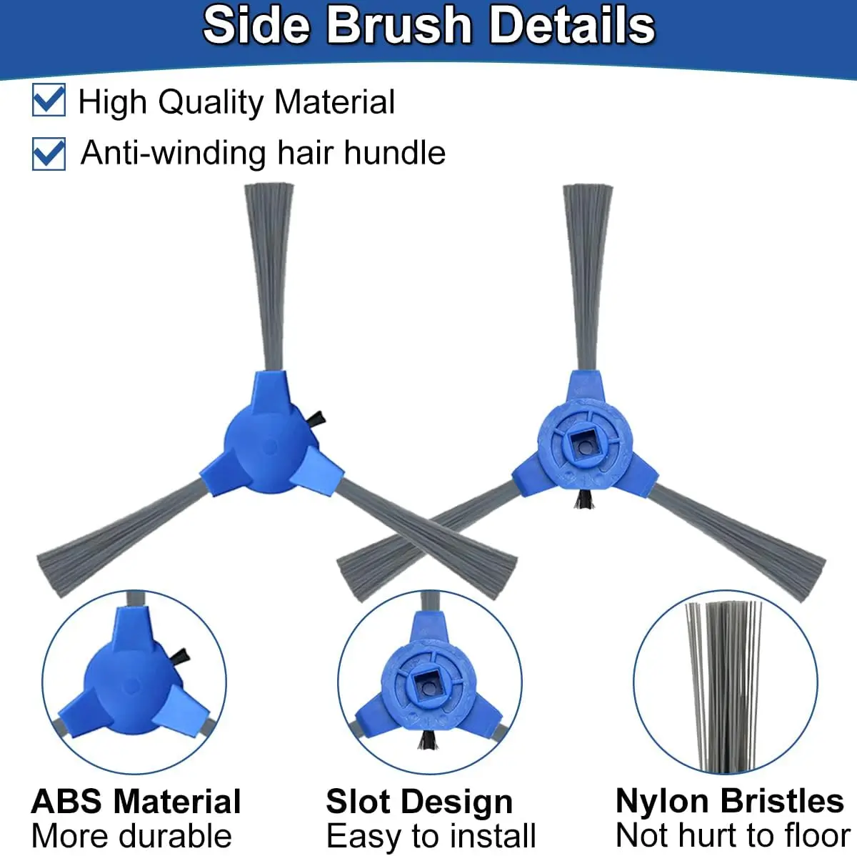 для робота-пылесоса Eufy 11S Max 2 основных роликовых щеток 8 боковых (упаковка из 10 шт.)