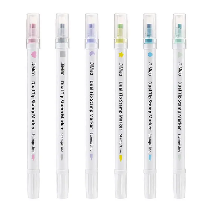 S Pastel 6pcs Double Tip Marker Pen With Assorted Colors Cut
