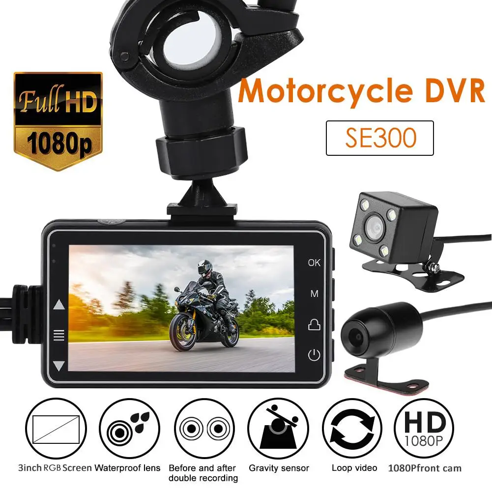 

1280*720P+ Automatic Motorcycle DVR Front+Rear Dash Cam Video Recorder View Waterproof Camera SE300