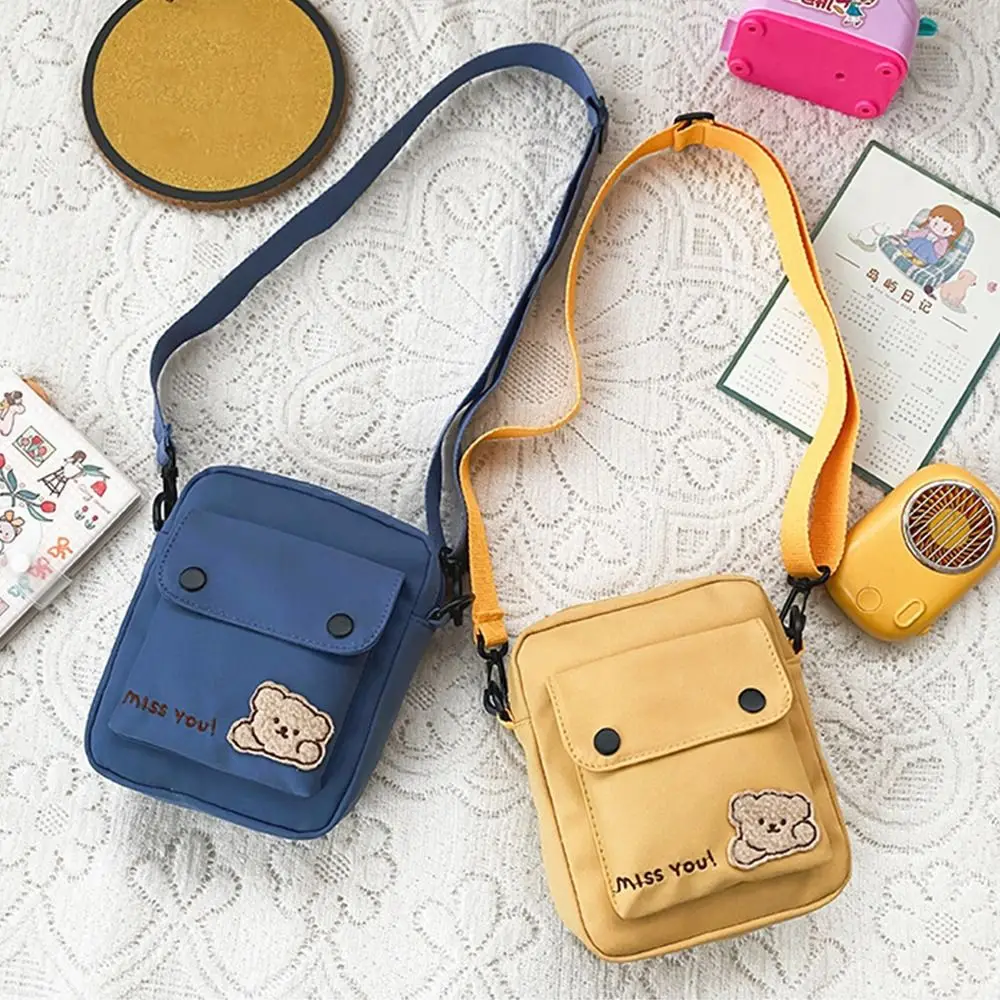 Casual Messenger Bag Coin Purse Fashion Mobile Phone Bag Canvas Handbag Women Bag Small Basket Bag Bear Shoulder Bag