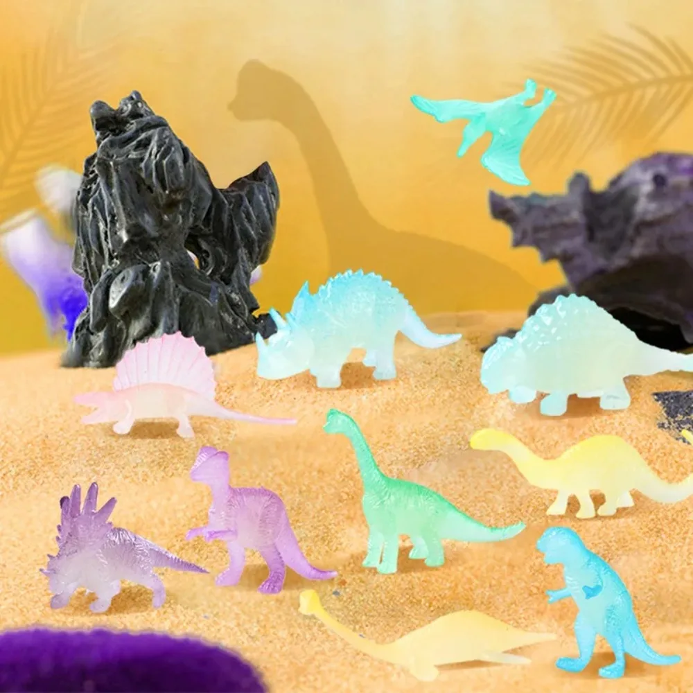 16 шт. миниатюрные фигурки-динозавры светящиеся в темноте