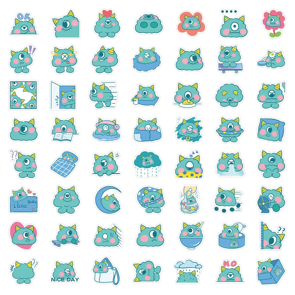 

10/60PCS One Eyed Monster Graffiti Sticker Personalized Creative Mobile Phone Case Notes Cartoon Cute Pet Decorative Sticker