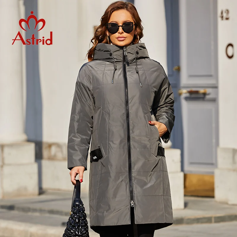 Astrid 2022 Spring Women Parkas Plus Size Long Loose Padded Down Coats Hooded Women's Jacket Fashion Outerwear Quilted AM-7561