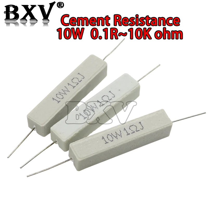 

10PCS/LOT 10W Cement Resistance 0.1 ~ 10k Ohm 0.33R 1R 10R 100R 0.22 0.33 1 10 100 1K 10K Ohm Cement Resistor