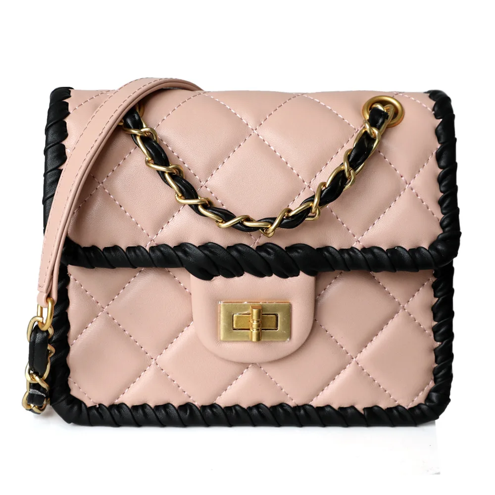 

New Braided Retro Small Fragrant Wind Diamond Chain Bag Lady's Skin-friendly Hand-held Slant