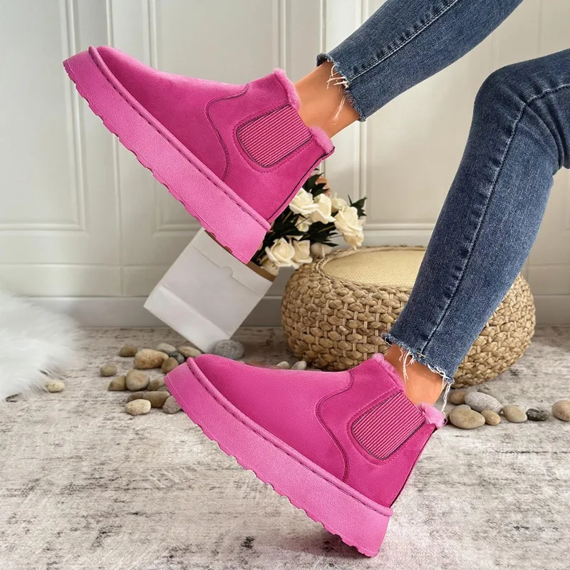 Бархатные сапоги с круглым носком на осень и зиму новинка 2024 международная