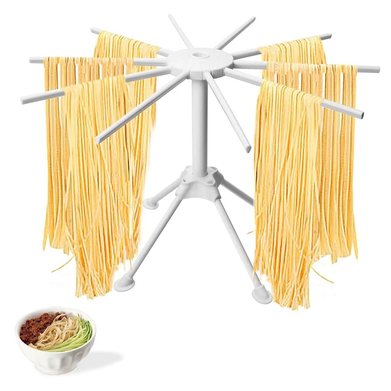 

Pasta Drying Rack, Collapsible Noodle Drying Holder, 10 Arms Spaghetti Dryer Stand for Fresh Homemade Pasta Making