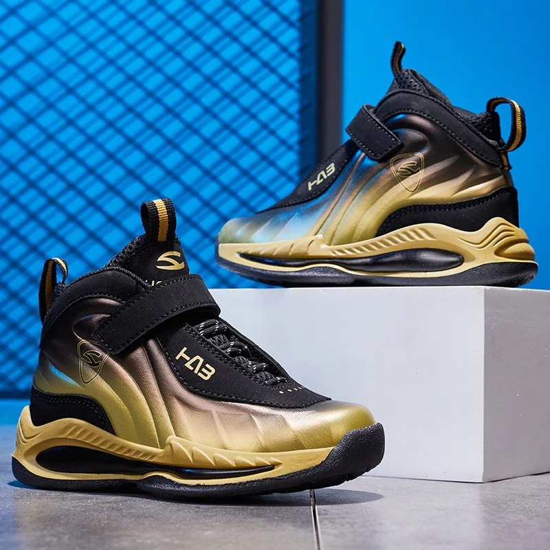 2022 Children Basketball Shoes Breathable Cushioning Blue Non-Slip Outdoor Sports Shoes Running Boys Girl Sneakers Free Shipping