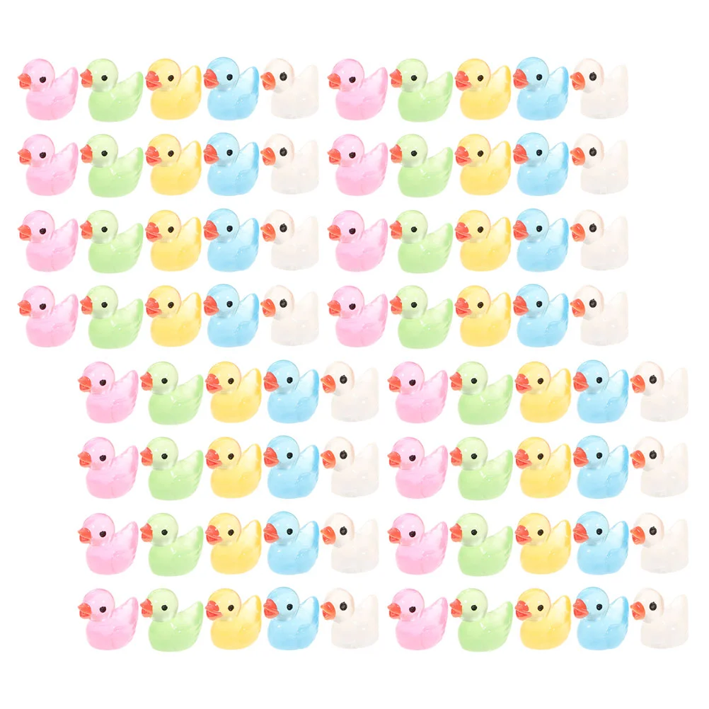 

100pcs Duck Miniature Figurines Resin Craft Duck Figurines Garden Tiny Duck Adornments