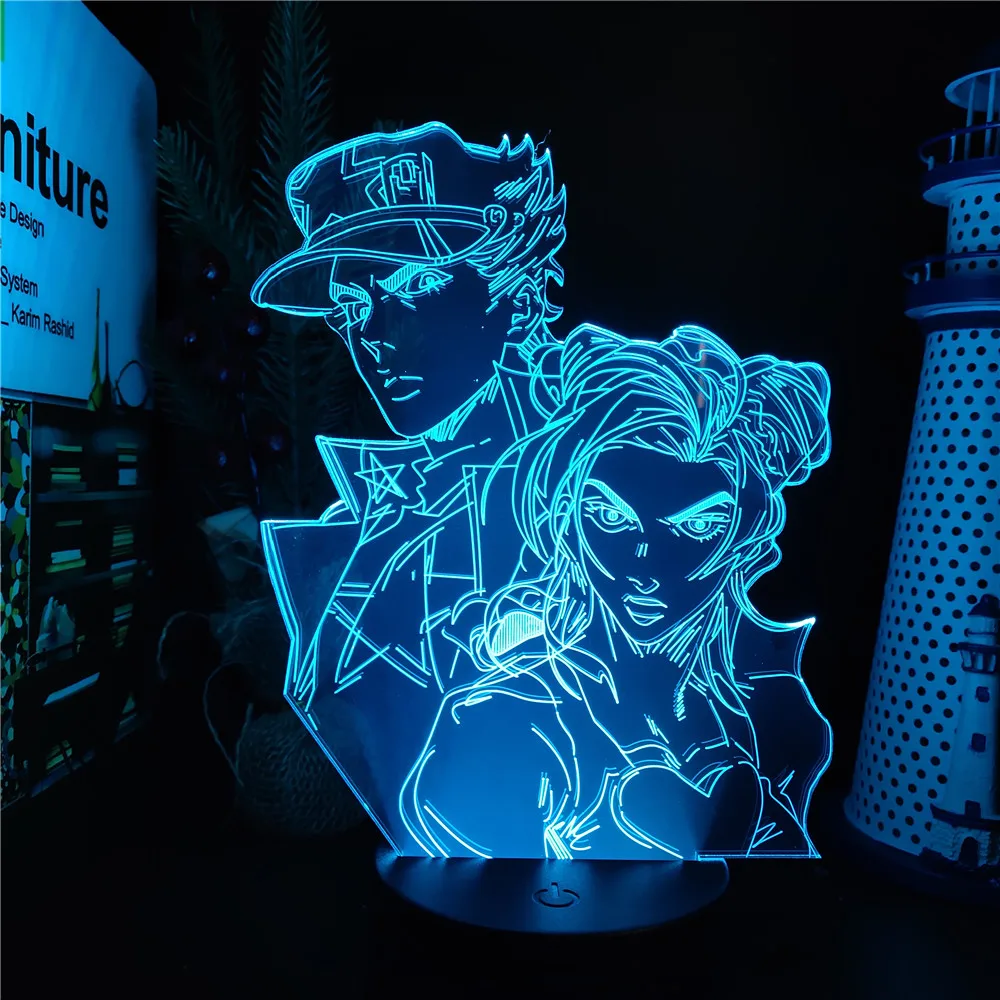 

3D Night Light JoJo Bizarre Adventure Stone Ocean Anime Figure LED Lamp Manga Lampara Decoration Lighting Lampe Kids Gift Lights