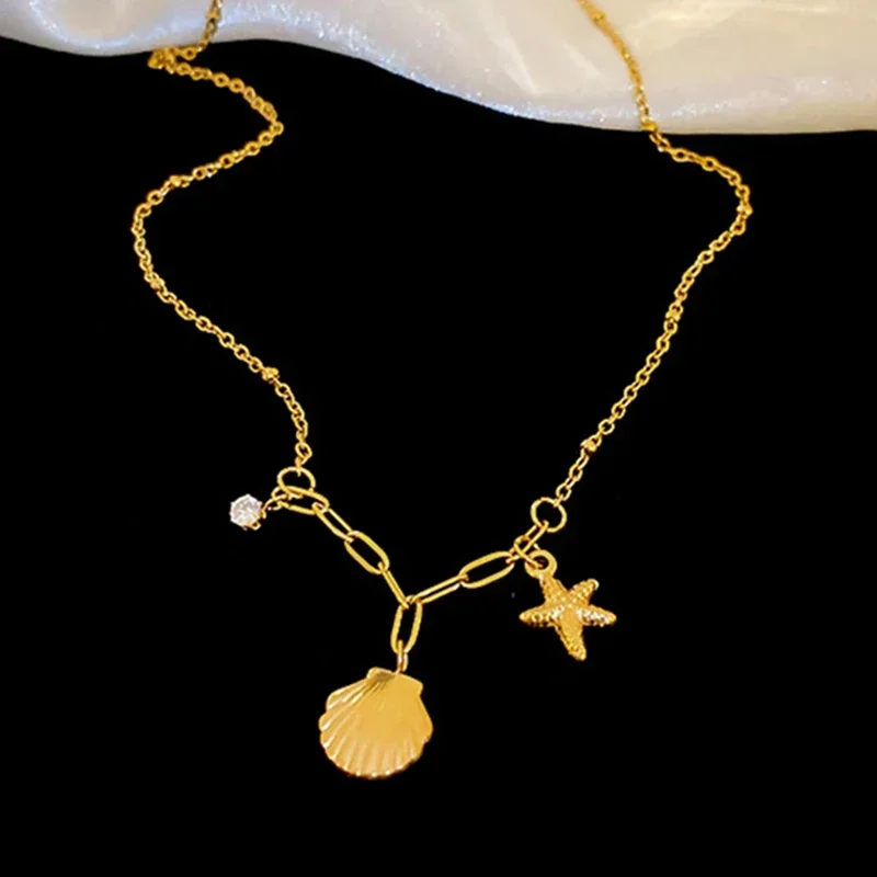 Женское колье с подвеской из титановой стали