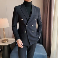 high quality new mens suit jacket korean business suit single piece suit double breasted casual suit white wedding host dress