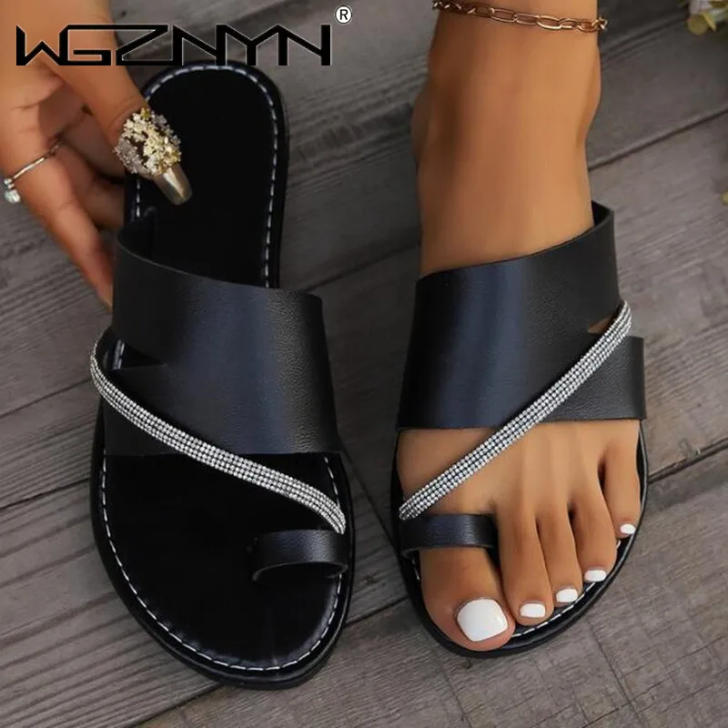 2024 женские кожаные шлепанцы женская обувь летние брендовые Модные сандалии