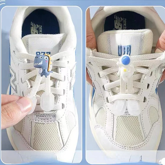 Lazy person shoelace buckle children's binding elastic band shoe rope fixing buckle shoe buckle anti falling buckle head decor