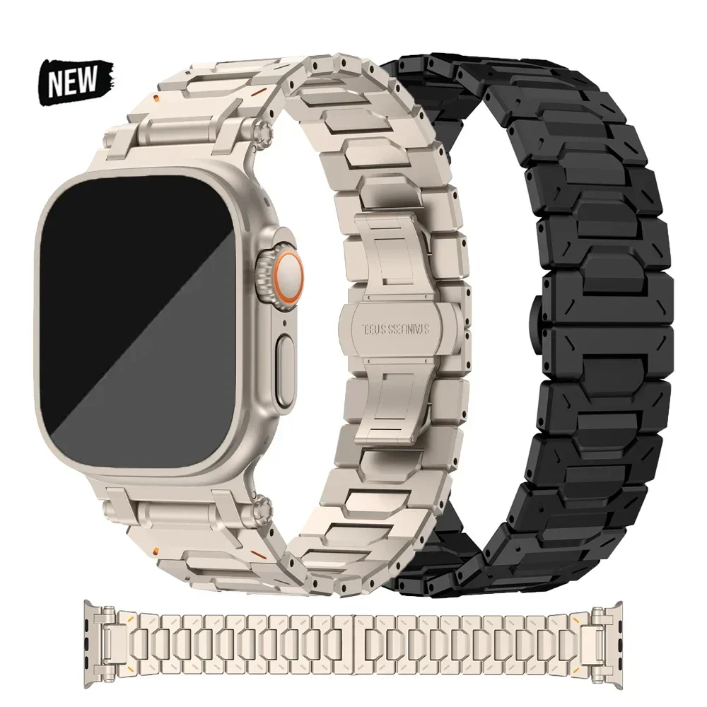 Ремешок из нержавеющей стали для Apple Watch 10 46 мм Ultra 2 49 45 44 Деловой ремешок Iwatch Series 9 8