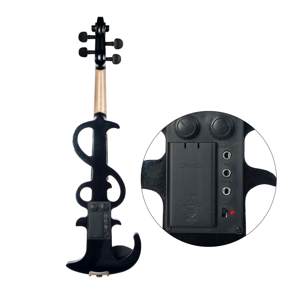 Electric Violin 4/4 Size Solidwood Black Color Silent Violin V+T Control For Stage Performance Student Level With Carrying Case enlarge