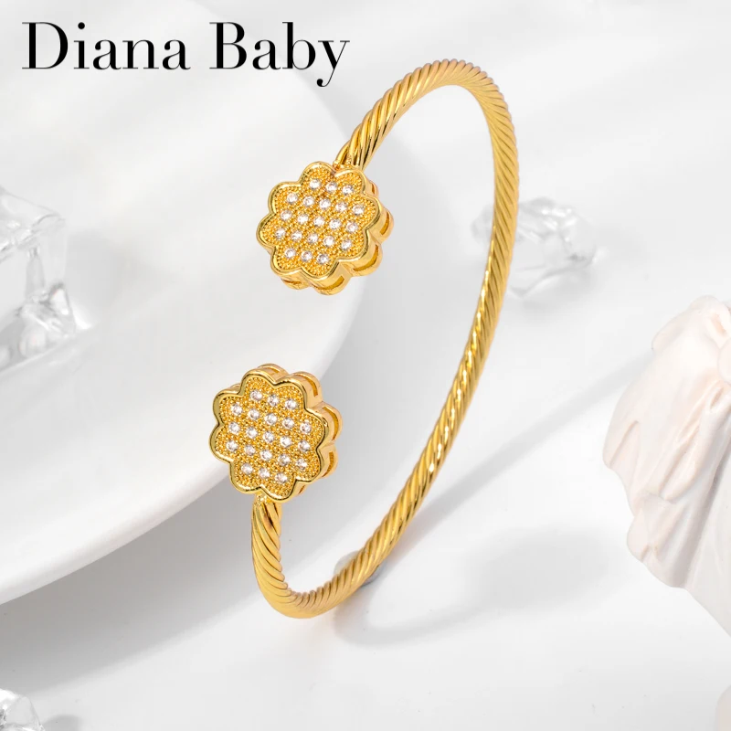 

Diana Baby Fashion 18k Gold Color Sunflower Bracelet Exquisite Shiny Gemsrone Bangle Jewelry Gifts For Girl Women Party Wedding
