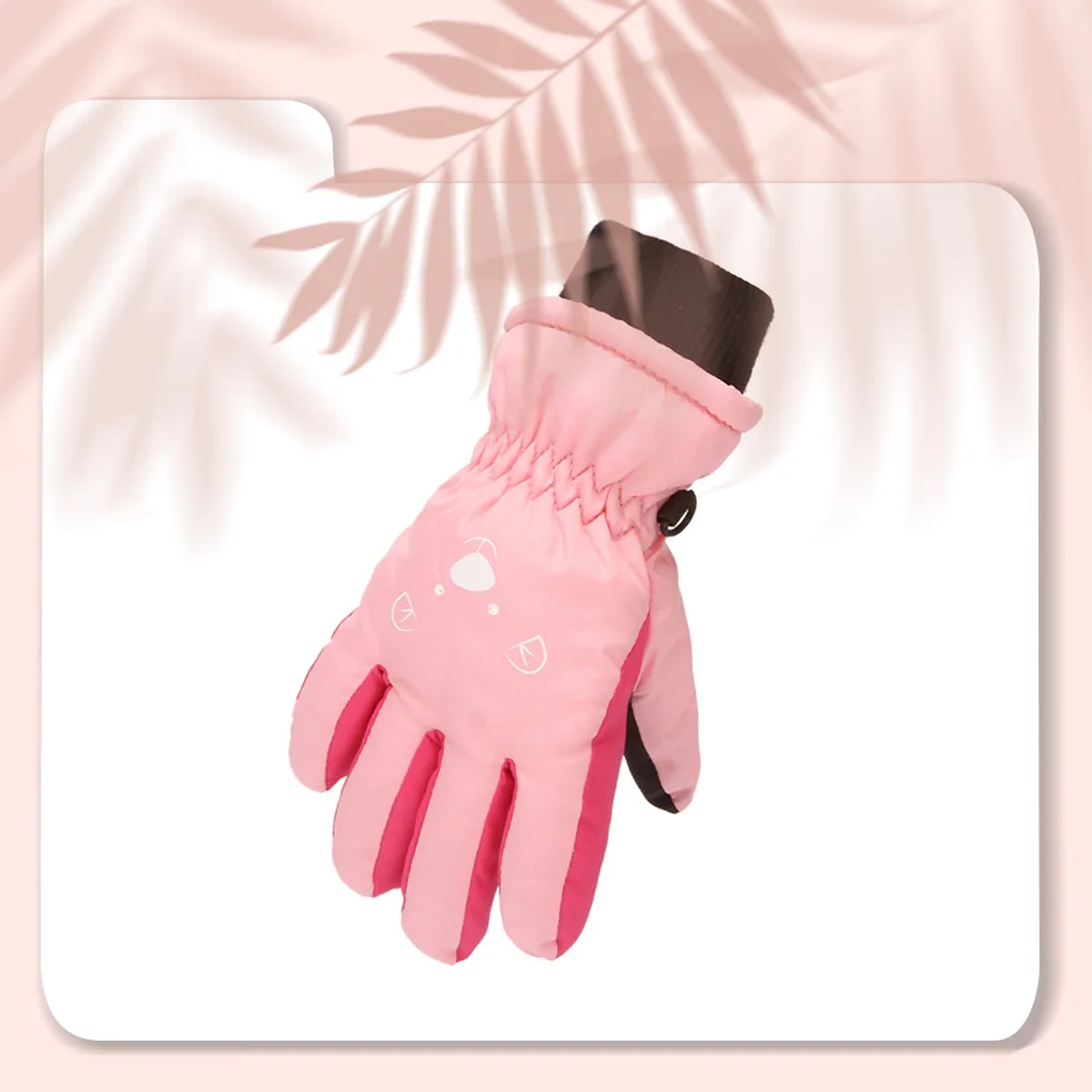 

1 Pair Children Ski Glove Portable Warm Keeping Colorful Animal Pattern Waterproof Gloves Clothing Accessories Red