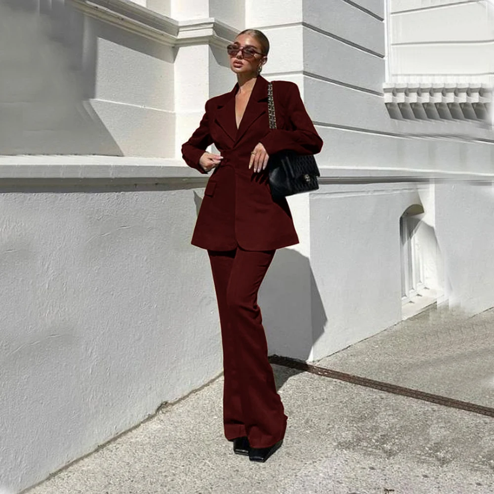 Slim Fit Ladies Suit Chic and Elegant Woman Pants Set Woman 2 Pieces Single-breasted Elegant Women's Sets Lapel  Luxury Suits