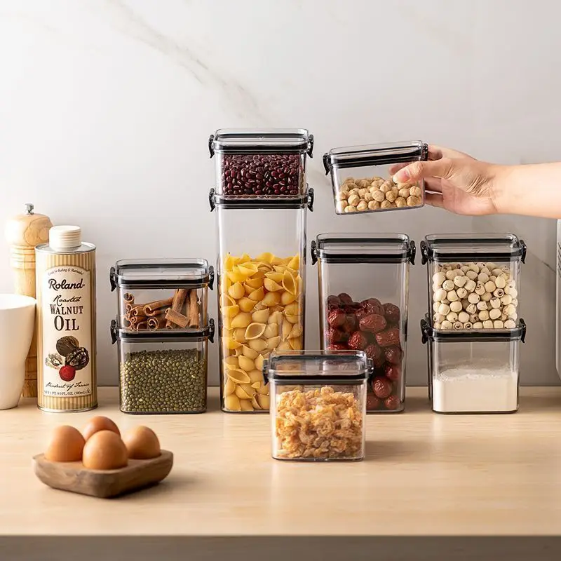 

Food Storage Kitchen Containers Plastic Box Jars for Bulk Cereals Kitchen Organizers for Pantry Organizer Jars with Lid Home Set