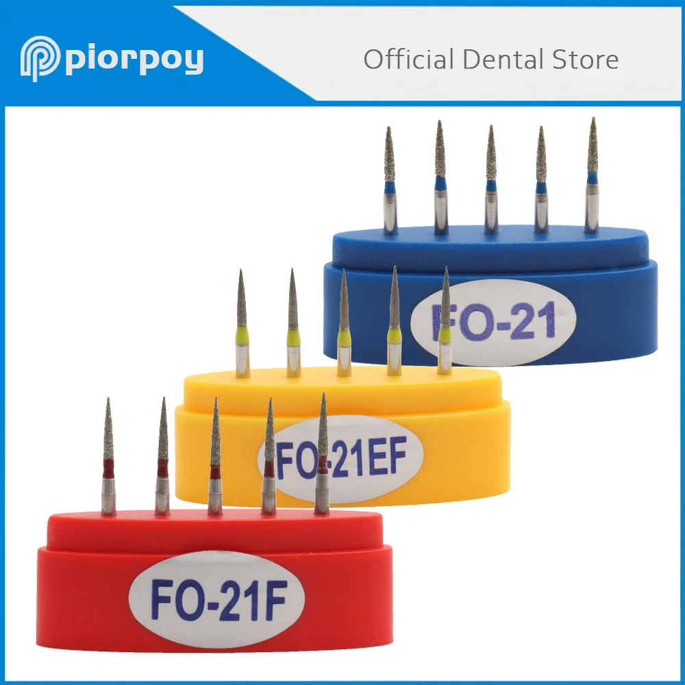 

PIORPOY 5Pcs/Set Dental Diamond Burs Dentist High Speed Handpiece 450000r/min Drill Teeth FO Stainless Steel Bur for Dental
