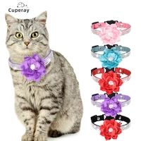detachable flower pet collar shiny rhinestone cat collar with bell adjustable size for small and medium dog cat pet supplies