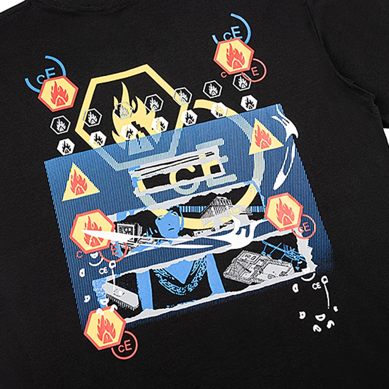 Cav Empt брандмауэр киберпанк пламя комикс Футболка с принтом свободный хлопок